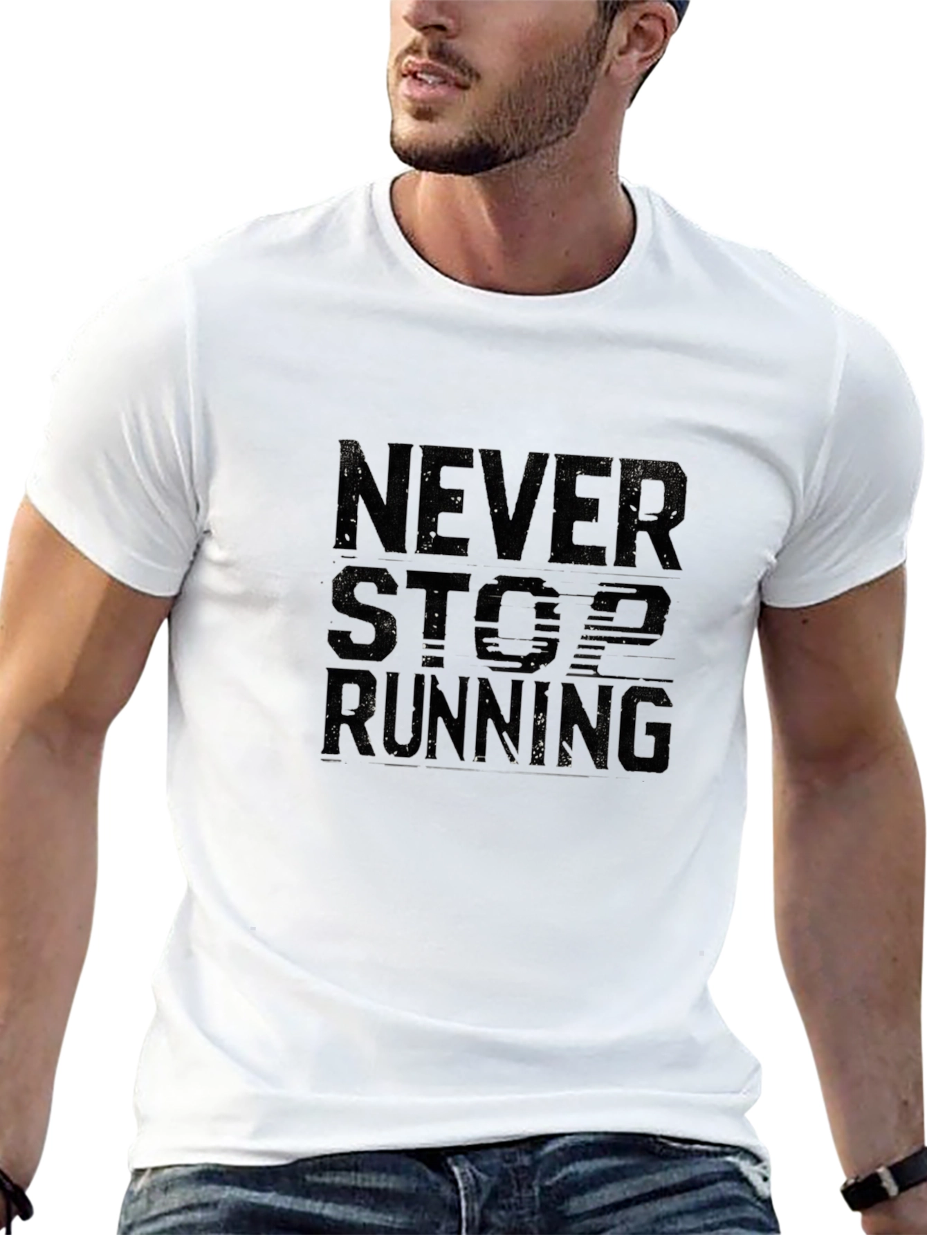 Never Stop Running Black Graphic Tee