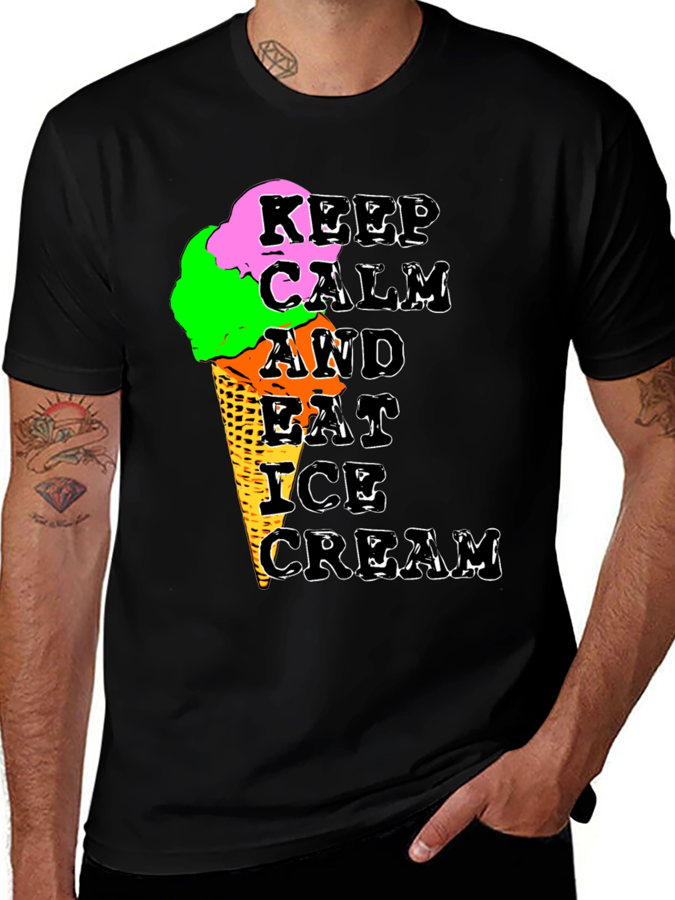Keep Calm Ice Cream Graphic T-Shirt