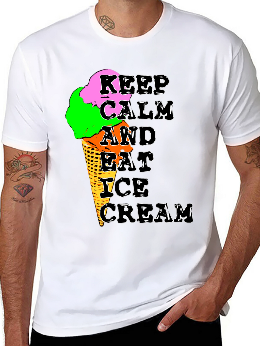 Keep Calm Ice Cream Graphic T-Shirt