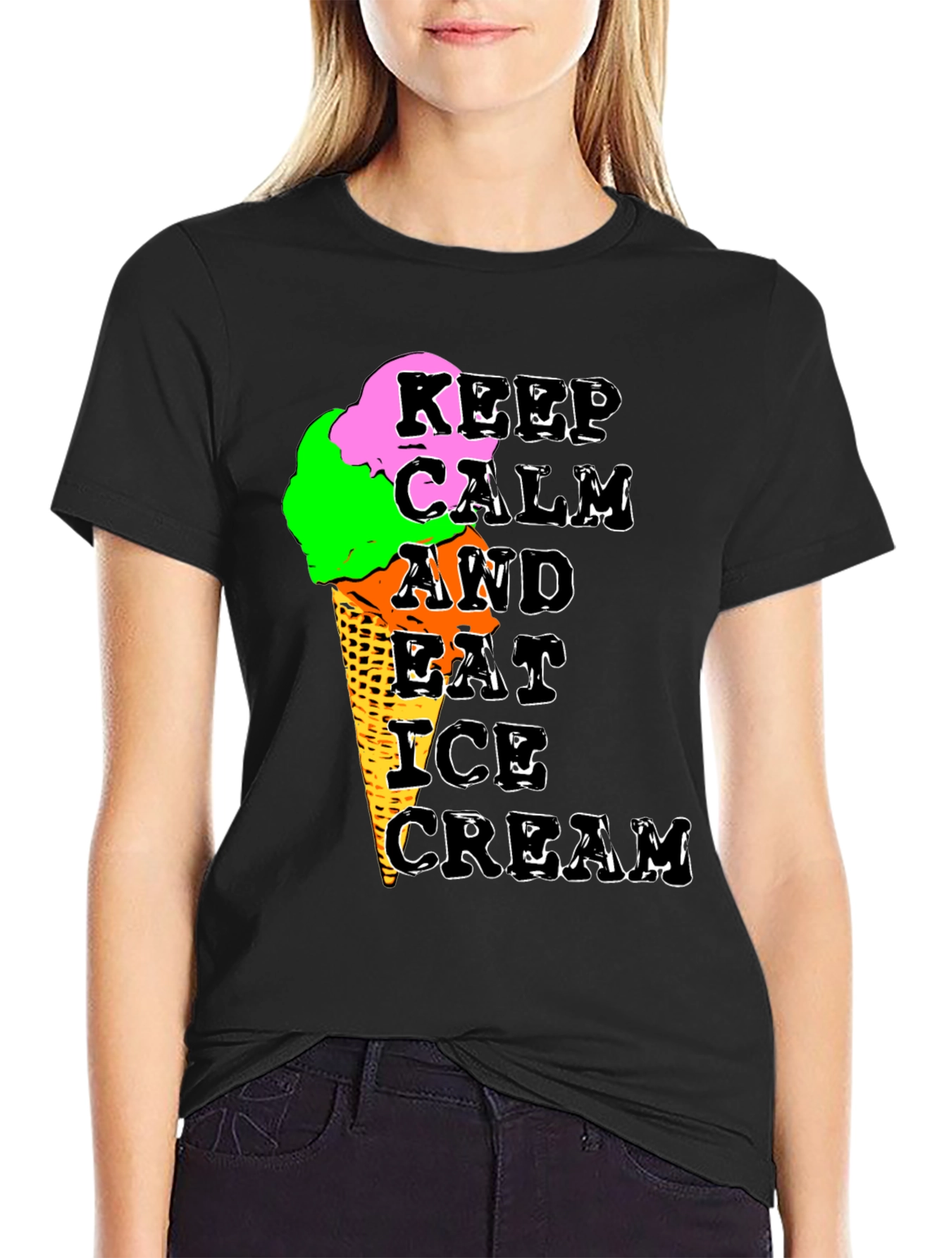 Keep Calm Ice Cream Graphic T-Shirt