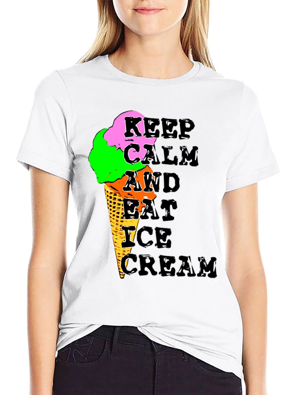 Keep Calm Ice Cream Graphic T-Shirt