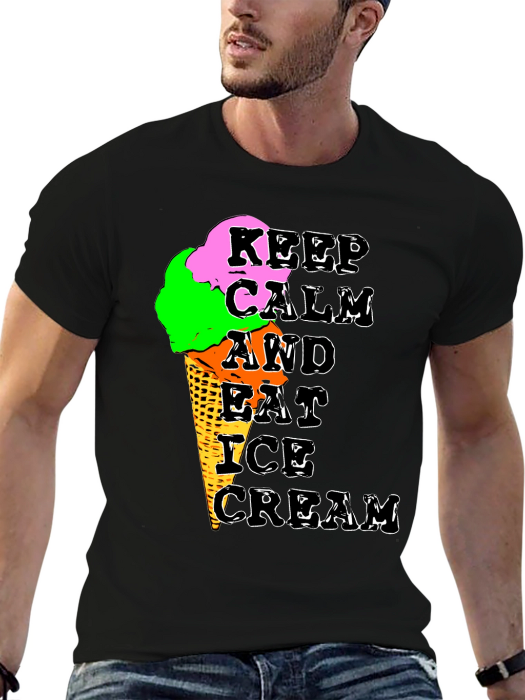 Keep Calm Ice Cream Graphic T-Shirt