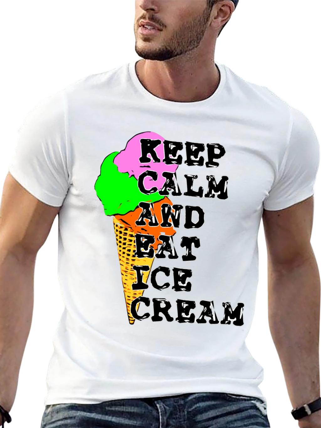Keep Calm Ice Cream Graphic T-Shirt