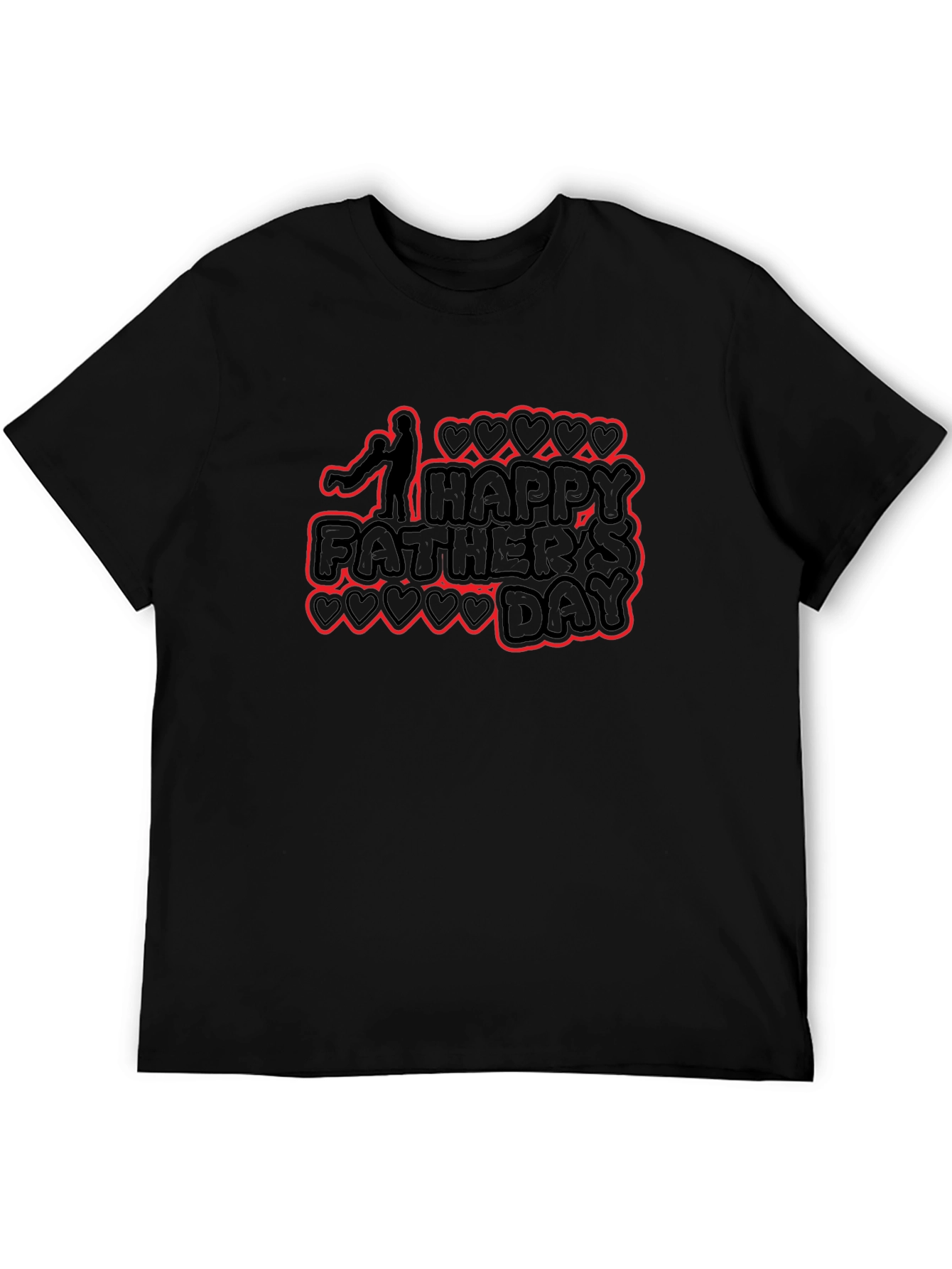 Happy Fathers Day Black Graphic T-Shirt