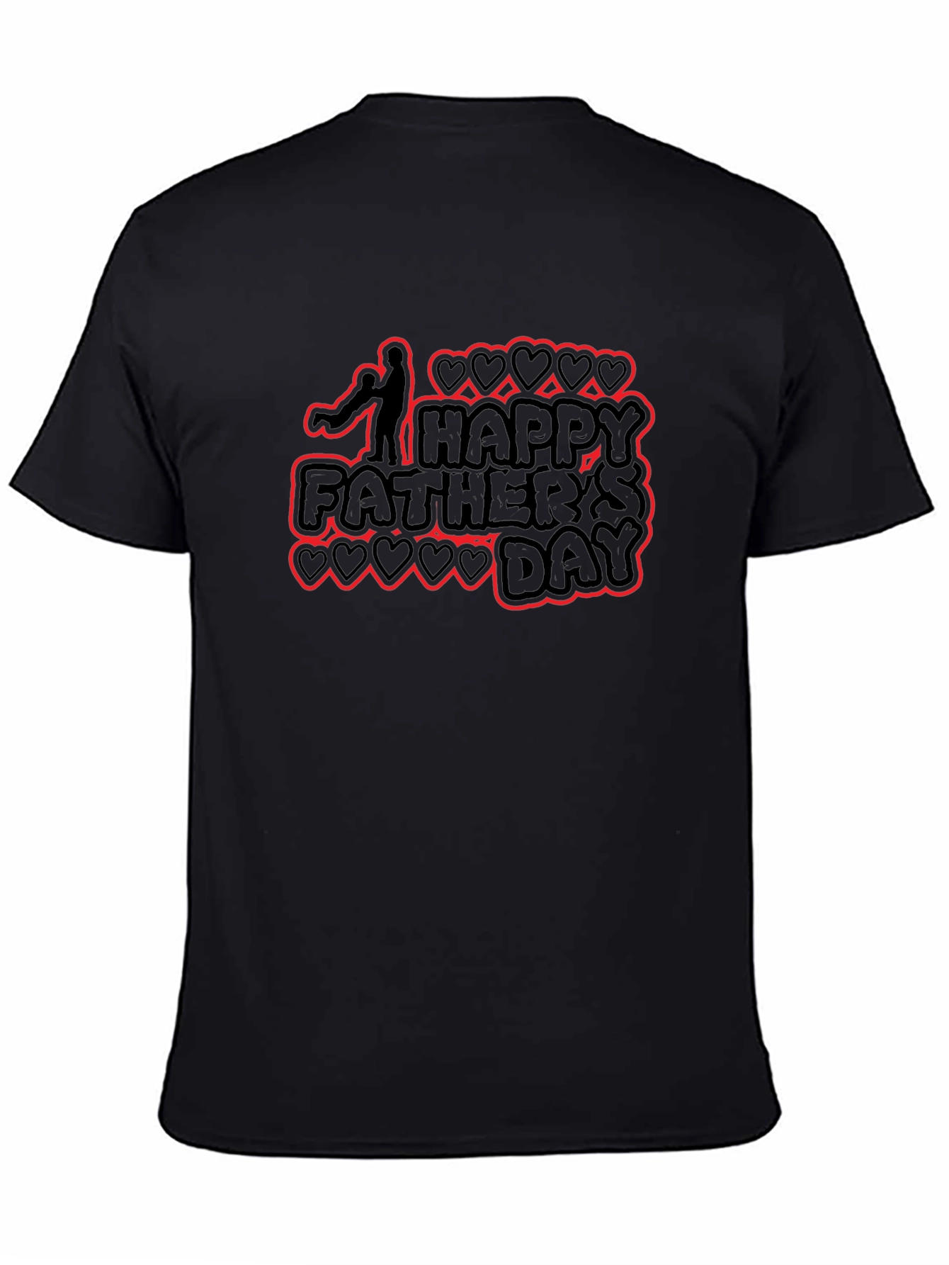 Happy Fathers Day Black Graphic T-Shirt