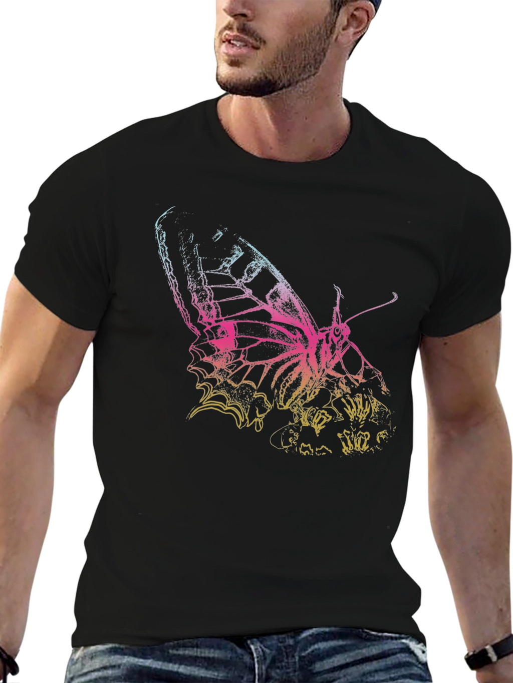 Butterfly Graphic Print Mens T-Shirt