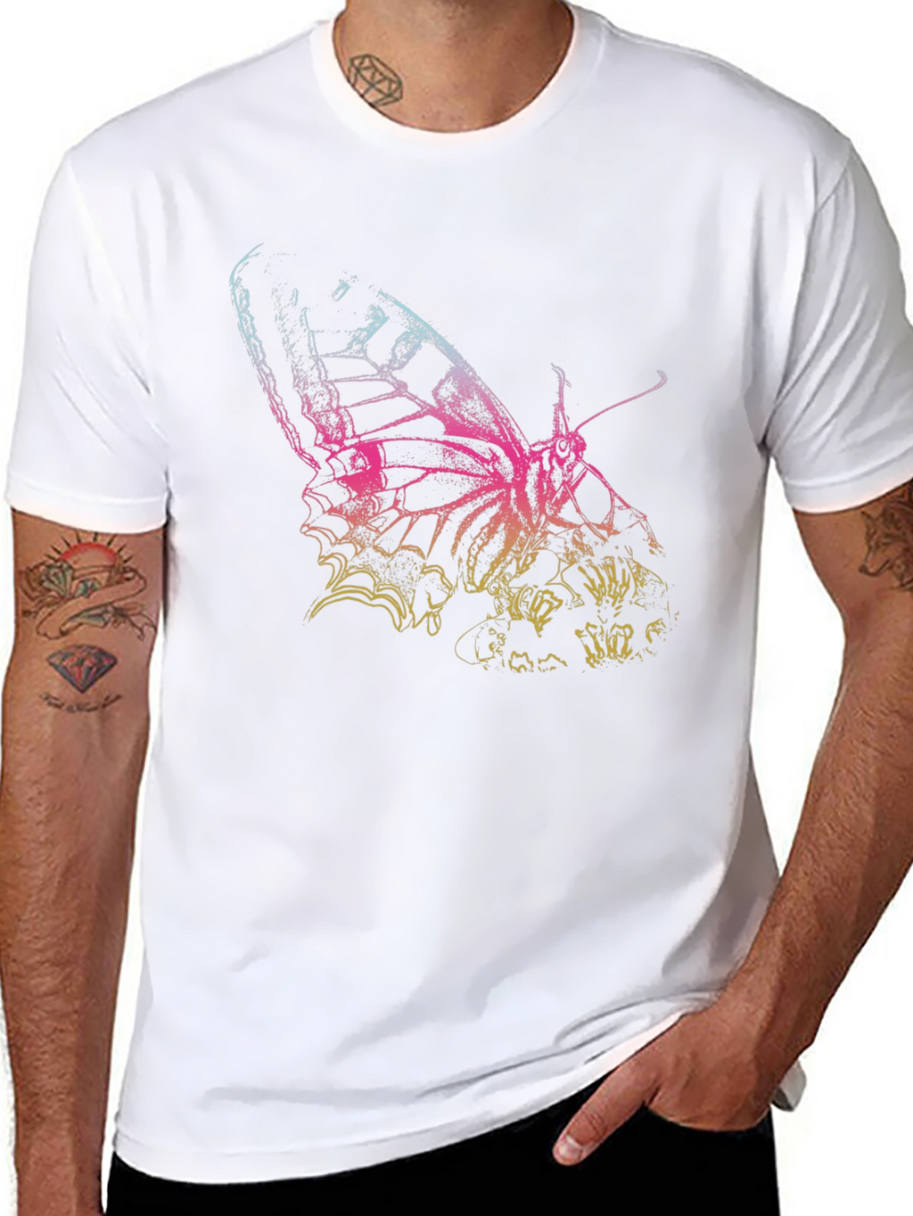 Butterfly Graphic Print Mens T-Shirt