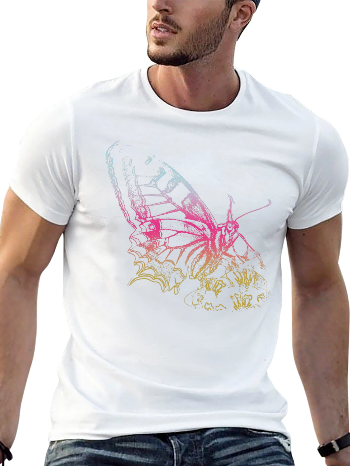 Butterfly Graphic Print Mens T-Shirt