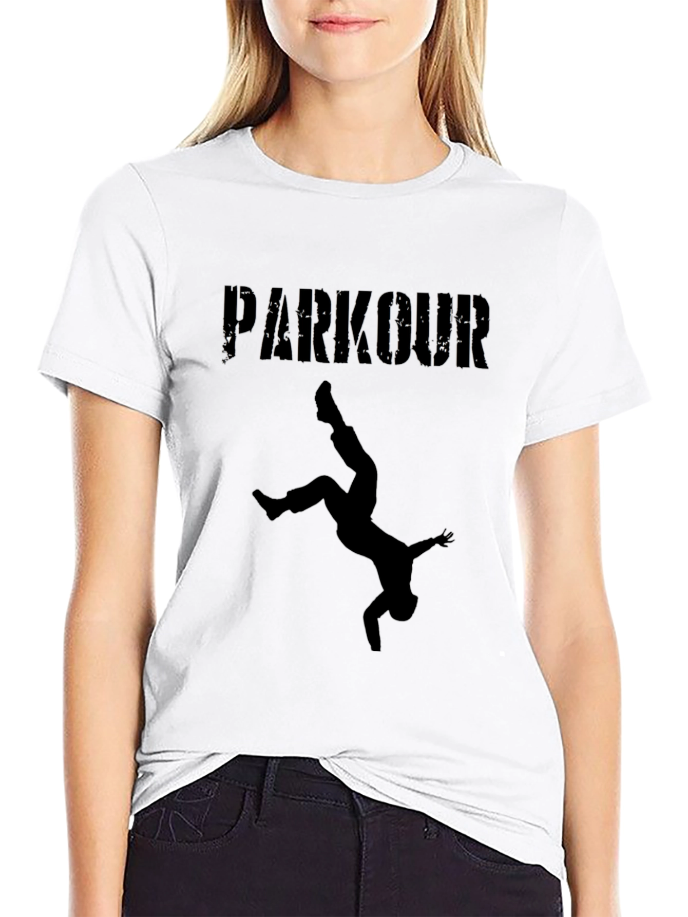 Parkour Silhouette Graphic Tee - Black T-Shirt