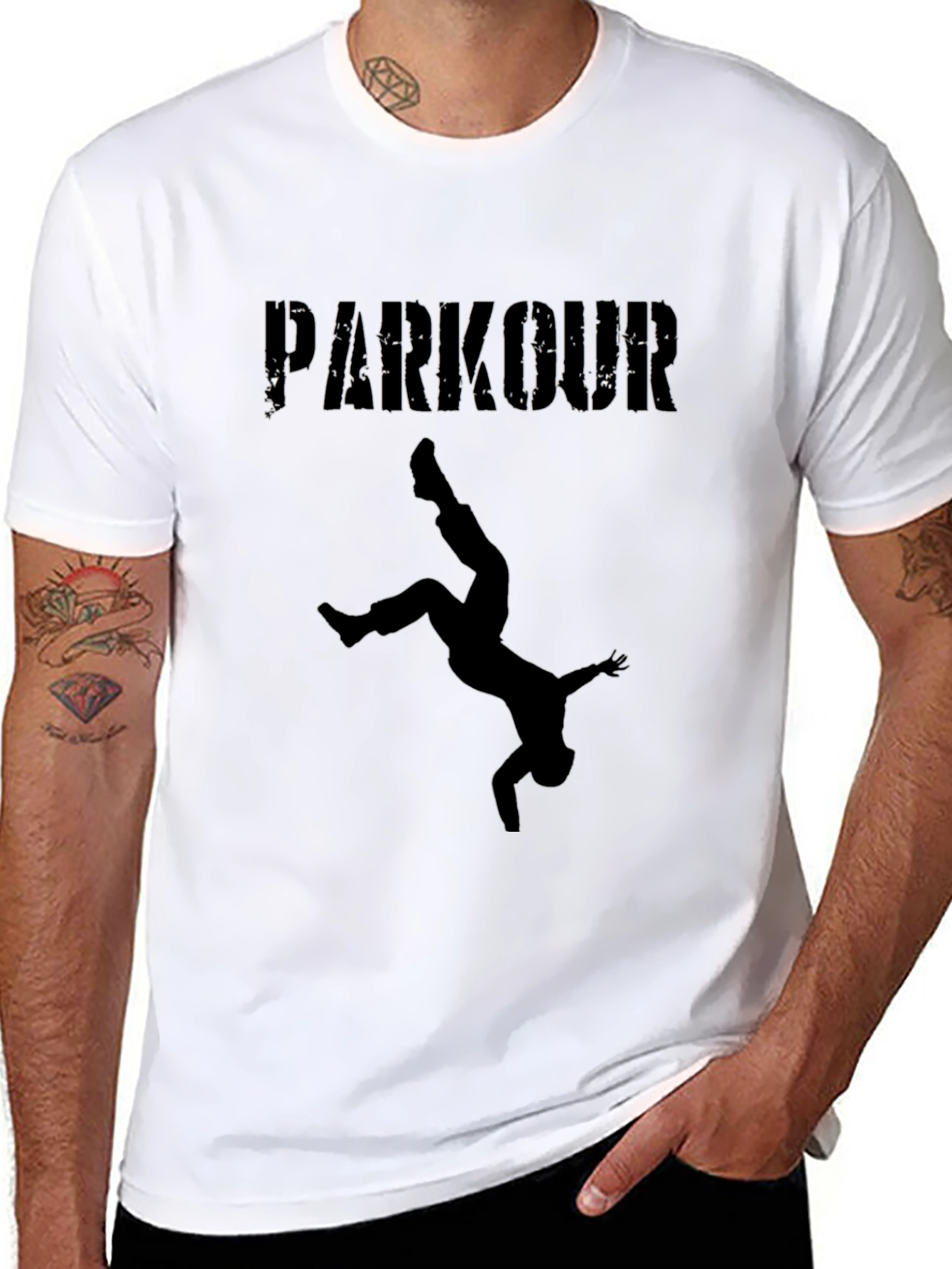 Parkour Silhouette Graphic Tee - Black T-Shirt