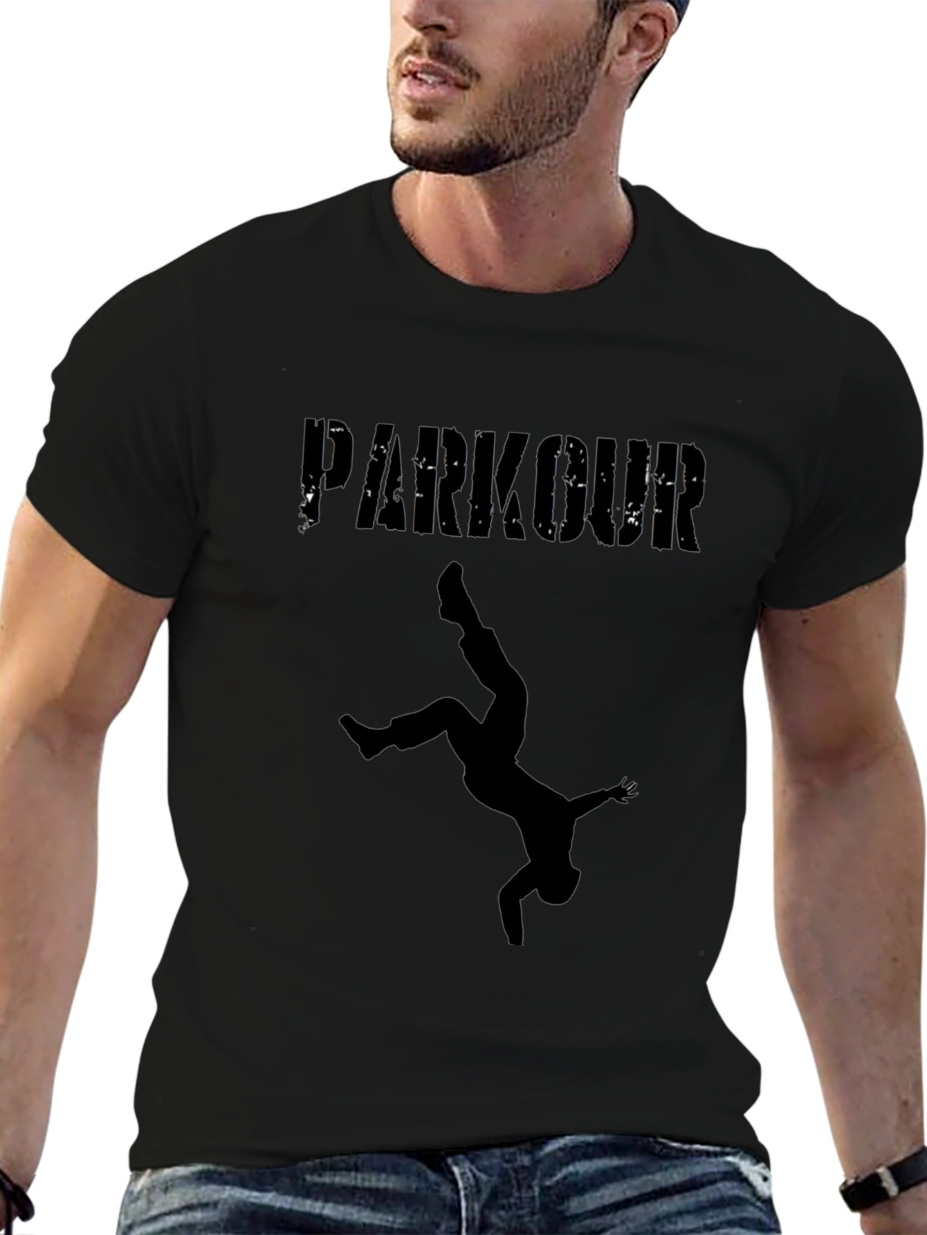 Parkour Silhouette Graphic Tee - Black T-Shirt