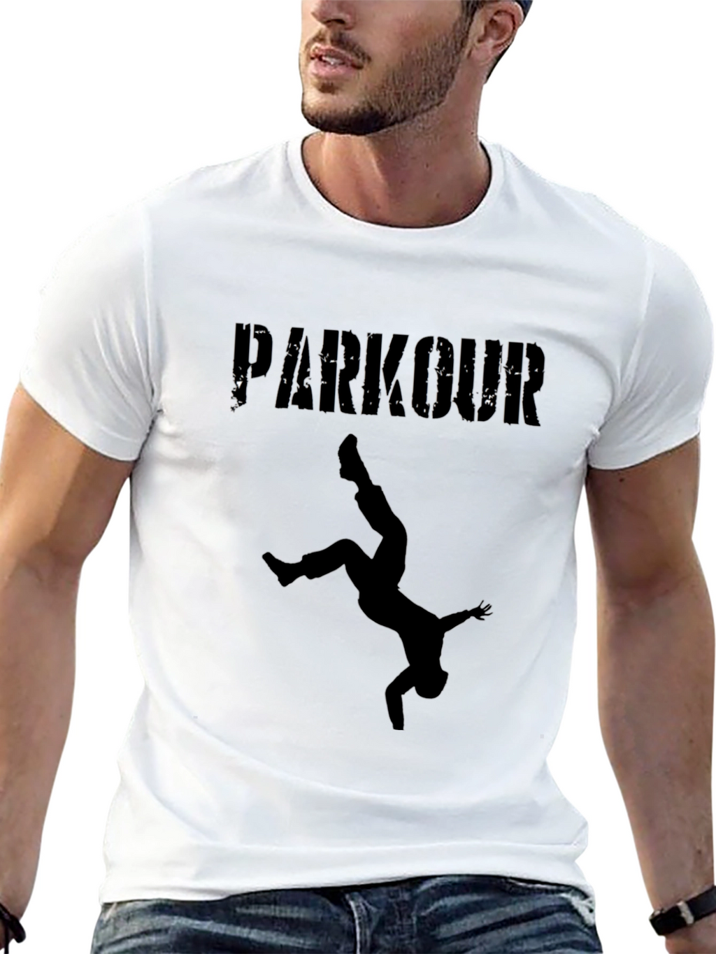 Parkour Silhouette Graphic Tee - Black T-Shirt