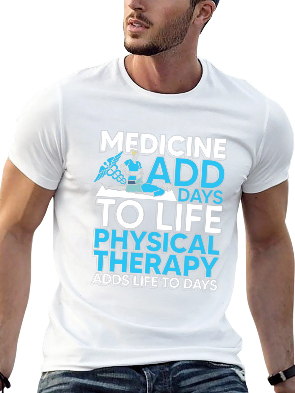 Medicine Physical Therapy Adds Life to Days Black T-Shirt
