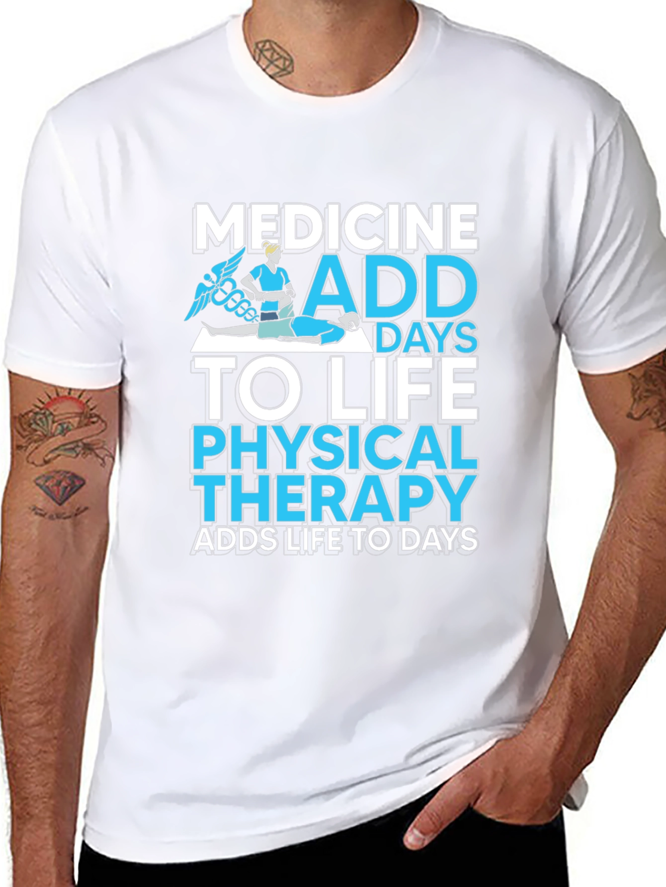 Medicine Physical Therapy Adds Life to Days Black T-Shirt