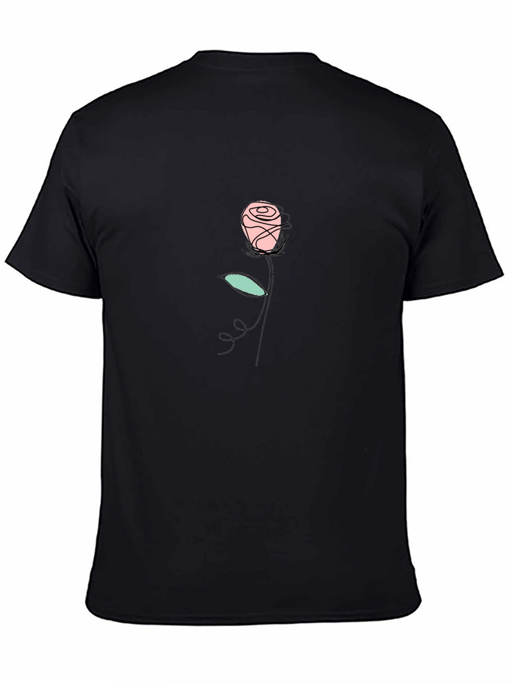 Minimalist Rose Graphic Black T-Shirt