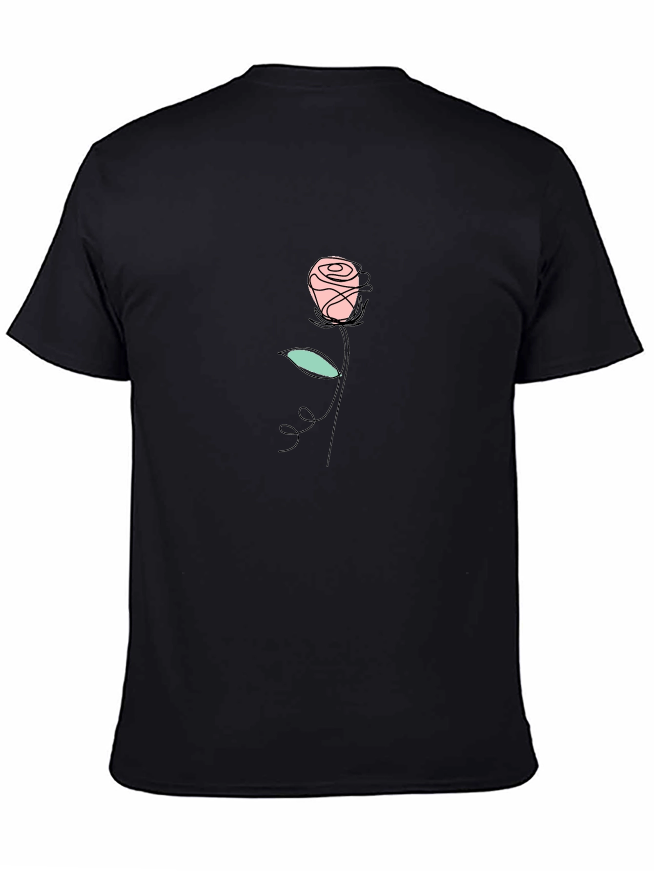 Minimalist Rose Graphic Black T-Shirt