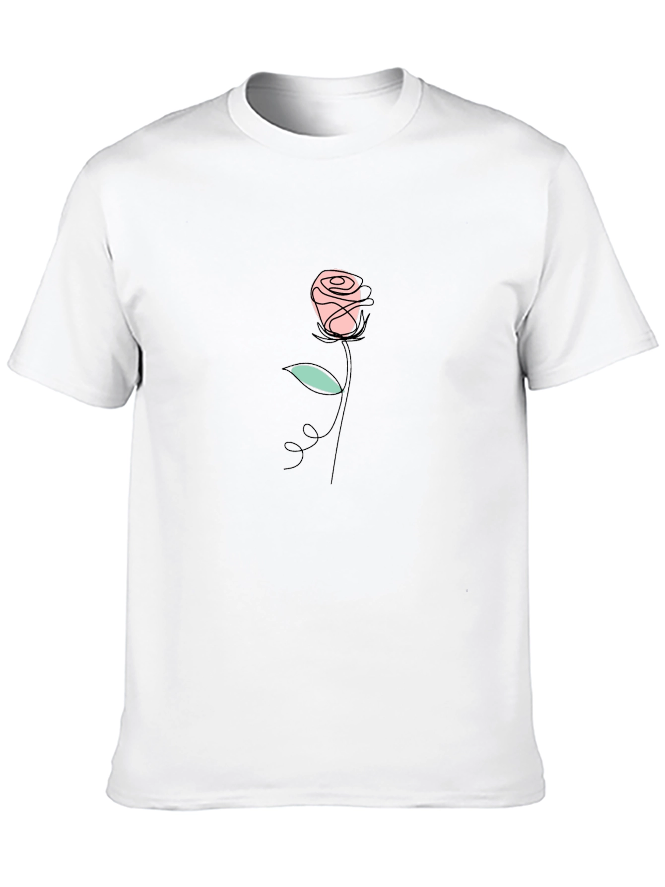 Minimalist Rose Graphic Black T-Shirt