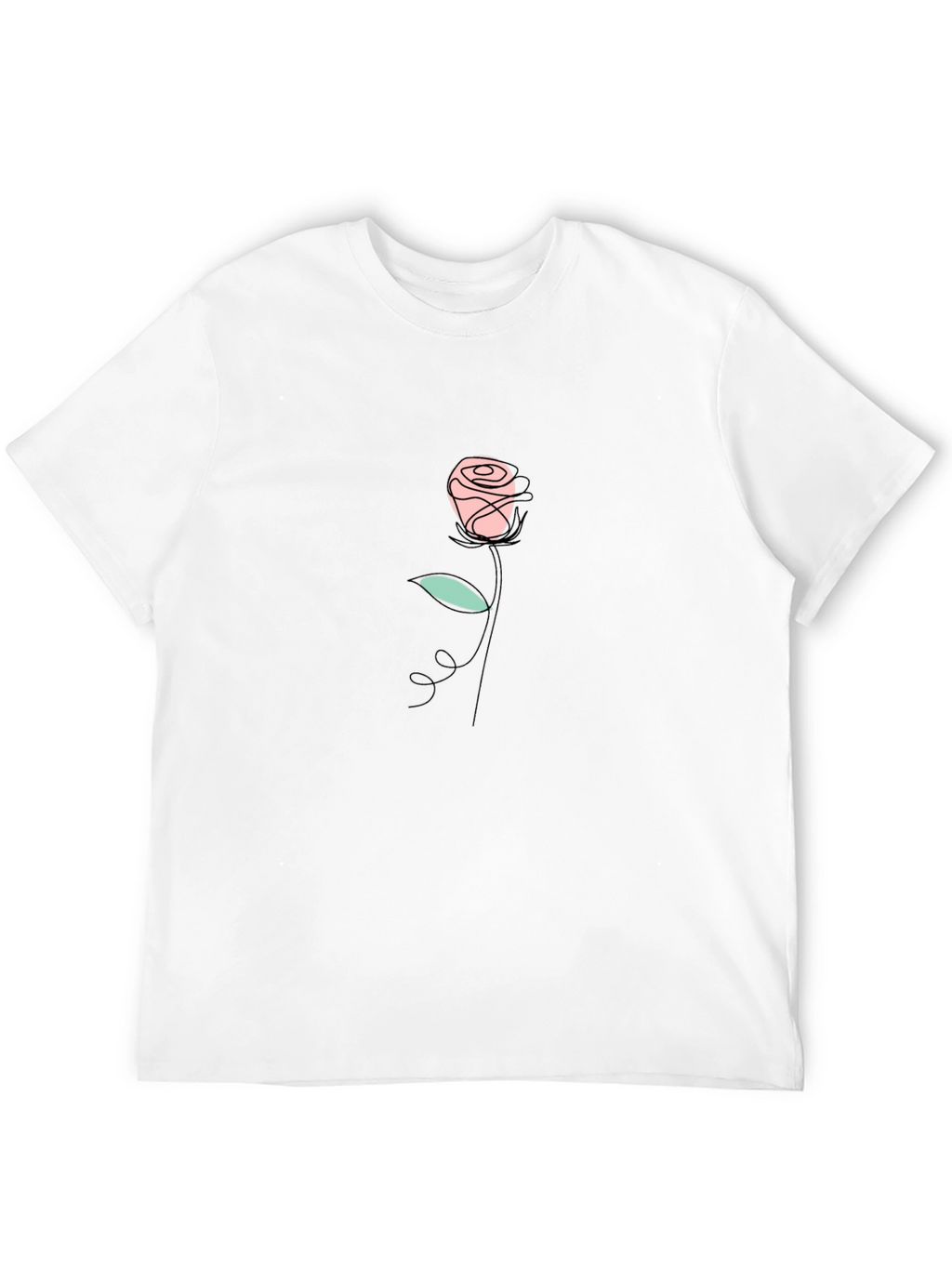 Minimalist Rose Graphic Black T-Shirt