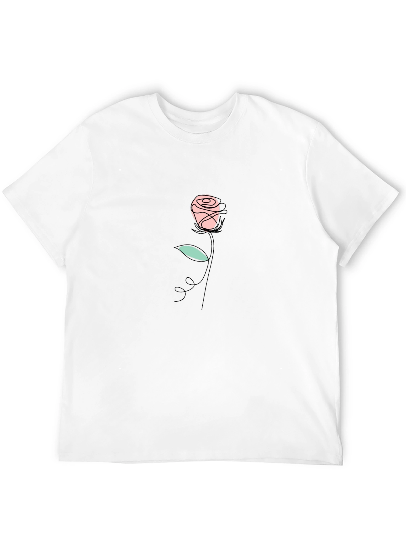 Minimalist Rose Graphic Black T-Shirt