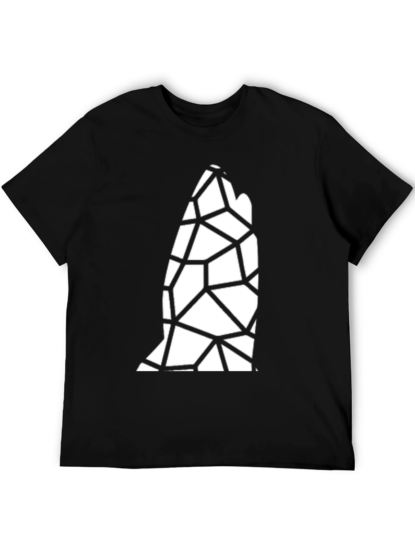 Geometric Wolf Head Graphic Black Tee