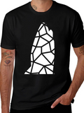 Geometric Wolf Head Graphic Black Tee