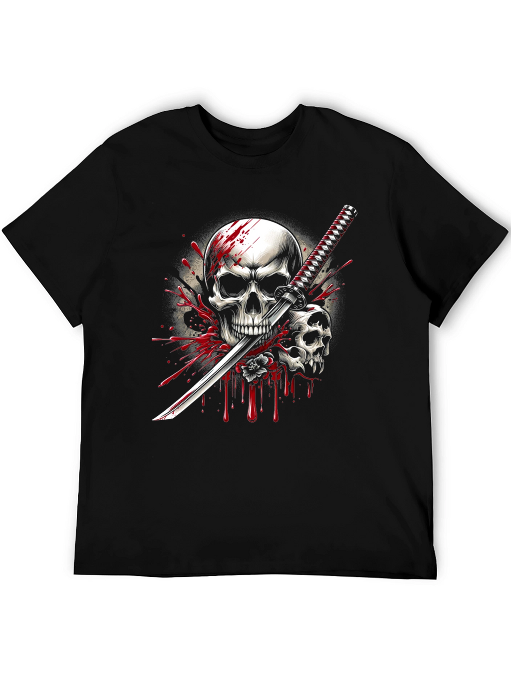 Skull Katana Graphic Tee - Mens Black T-Shirt