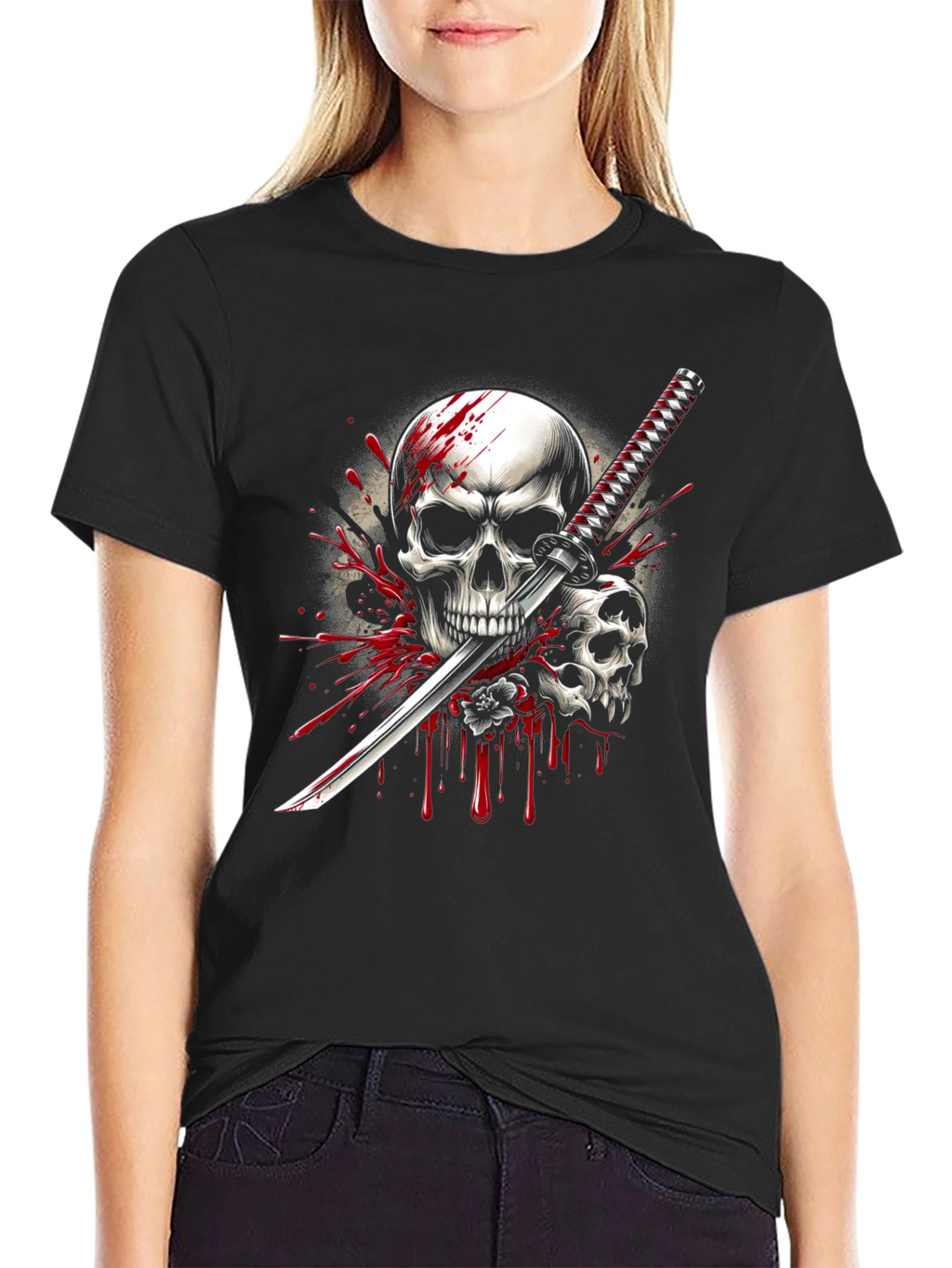 Skull Katana Graphic Tee - Mens Black T-Shirt