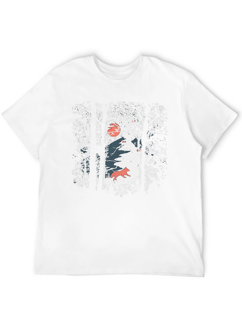 Nature Wolf Graphic Print Black T-Shirt