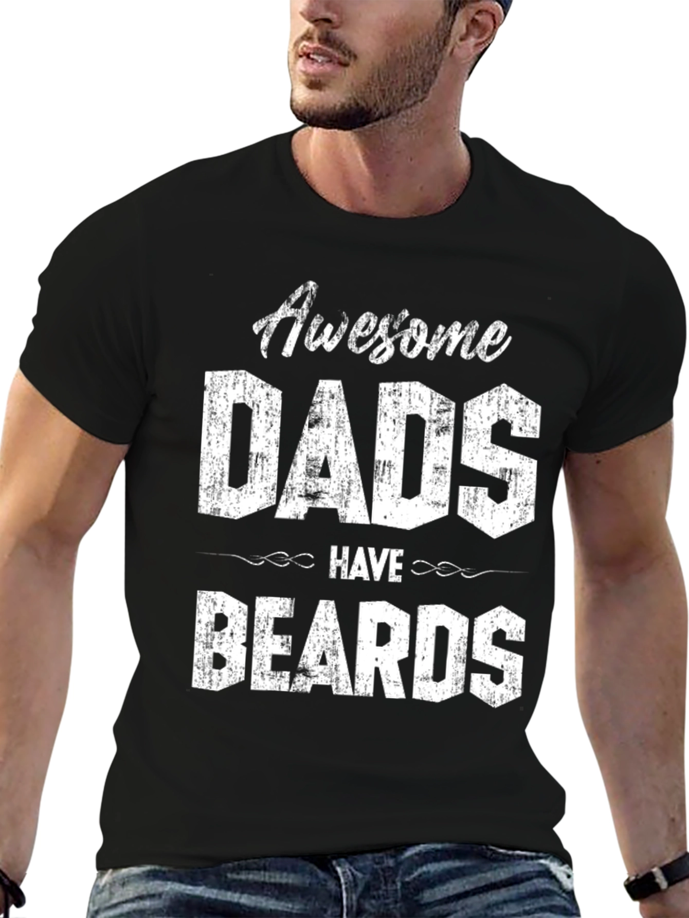 Awesome Dads Have Beards Graphic Tee - Black