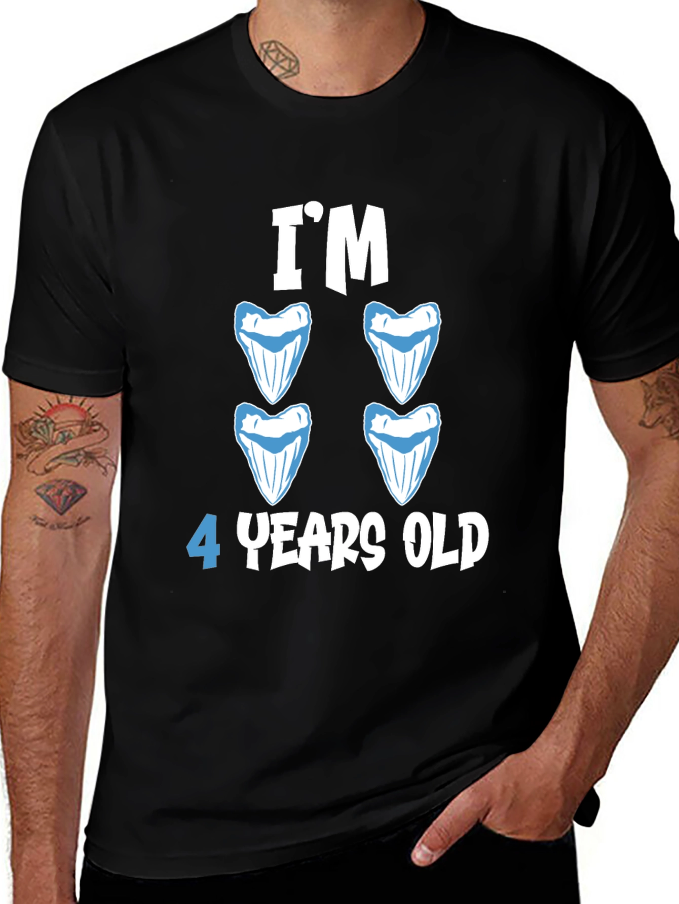 Im 4 Years Old Shark Teeth Birthday T-Shirt