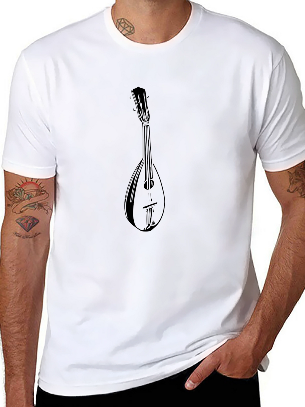 Mens Black Mandolin Graphic Tee