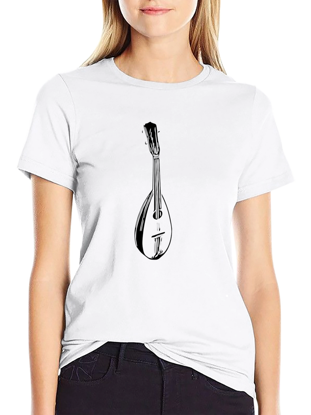 Mens Black Mandolin Graphic Tee