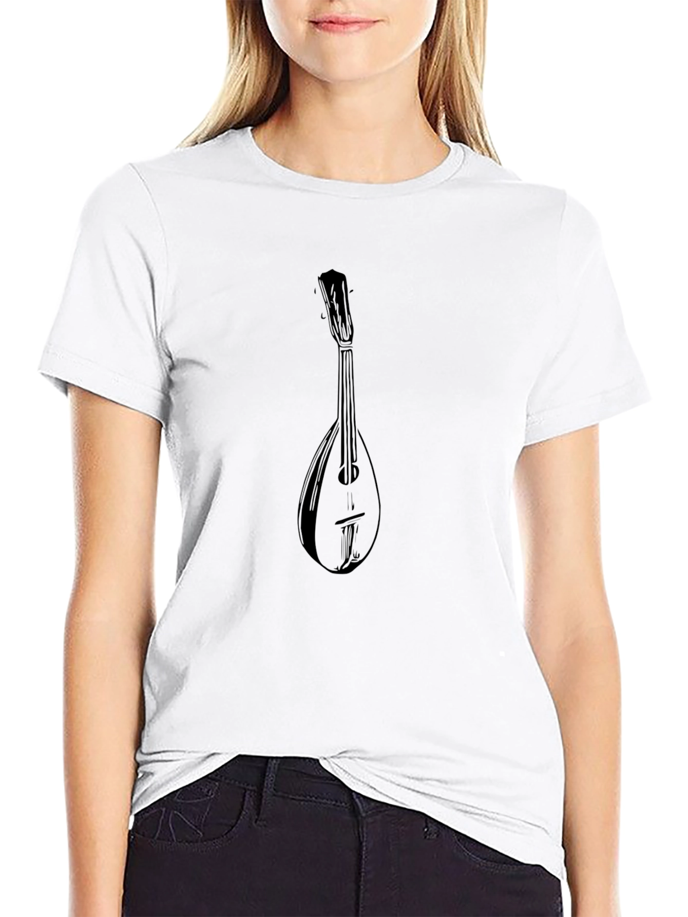 Mens Black Mandolin Graphic Tee