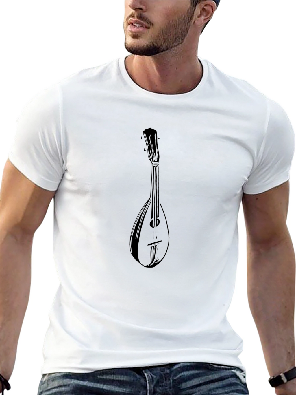 Mens Black Mandolin Graphic Tee