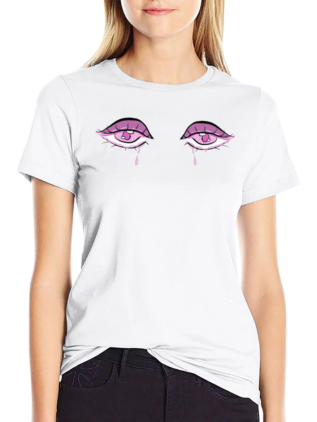 Teary Eyes Graphic Tee - Stylish Unisex Black T-Shirt