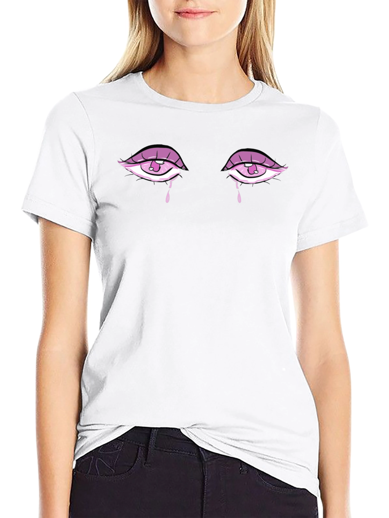 Teary Eyes Graphic Tee - Stylish Unisex Black T-Shirt