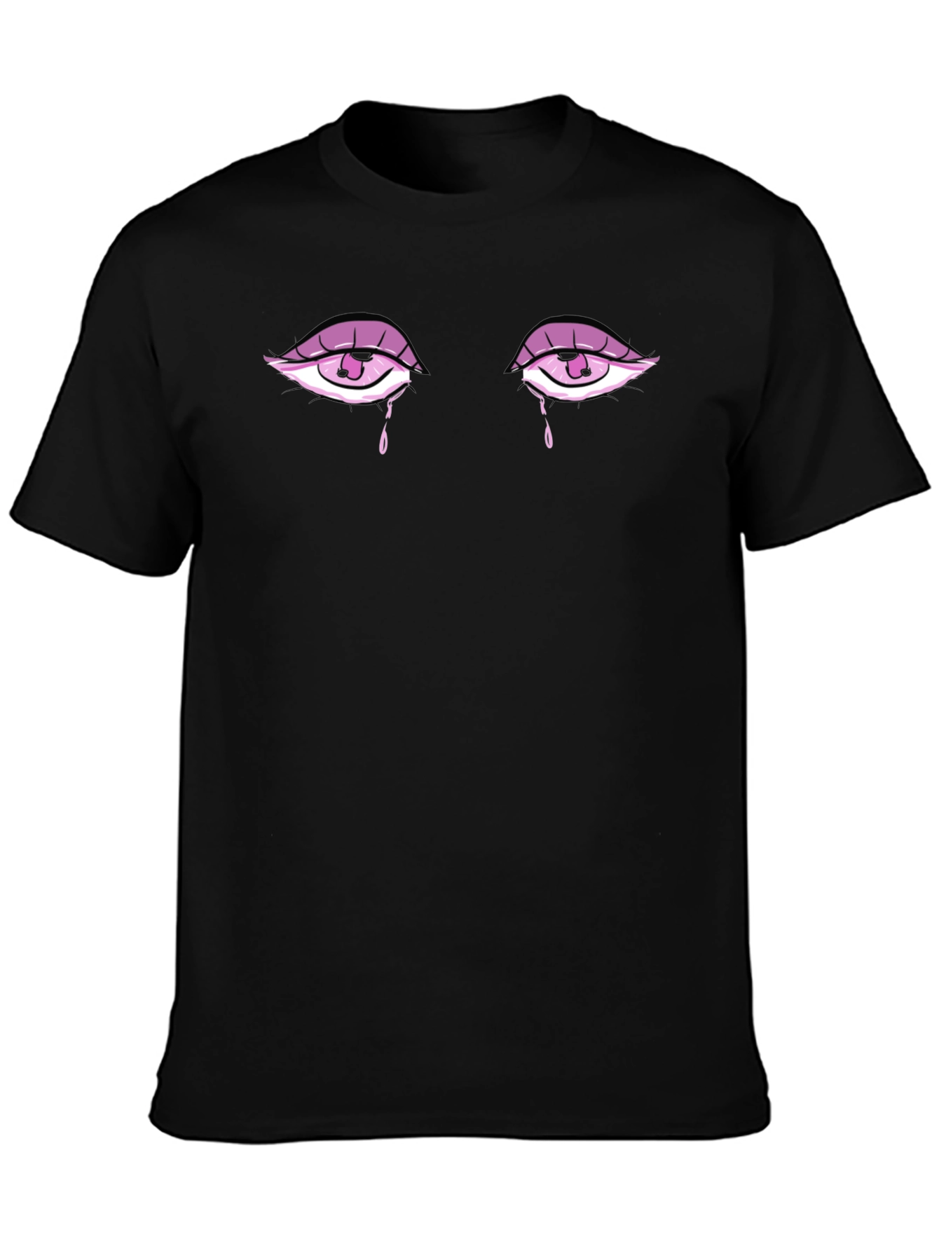 Teary Eyes Graphic Tee - Stylish Unisex Black T-Shirt