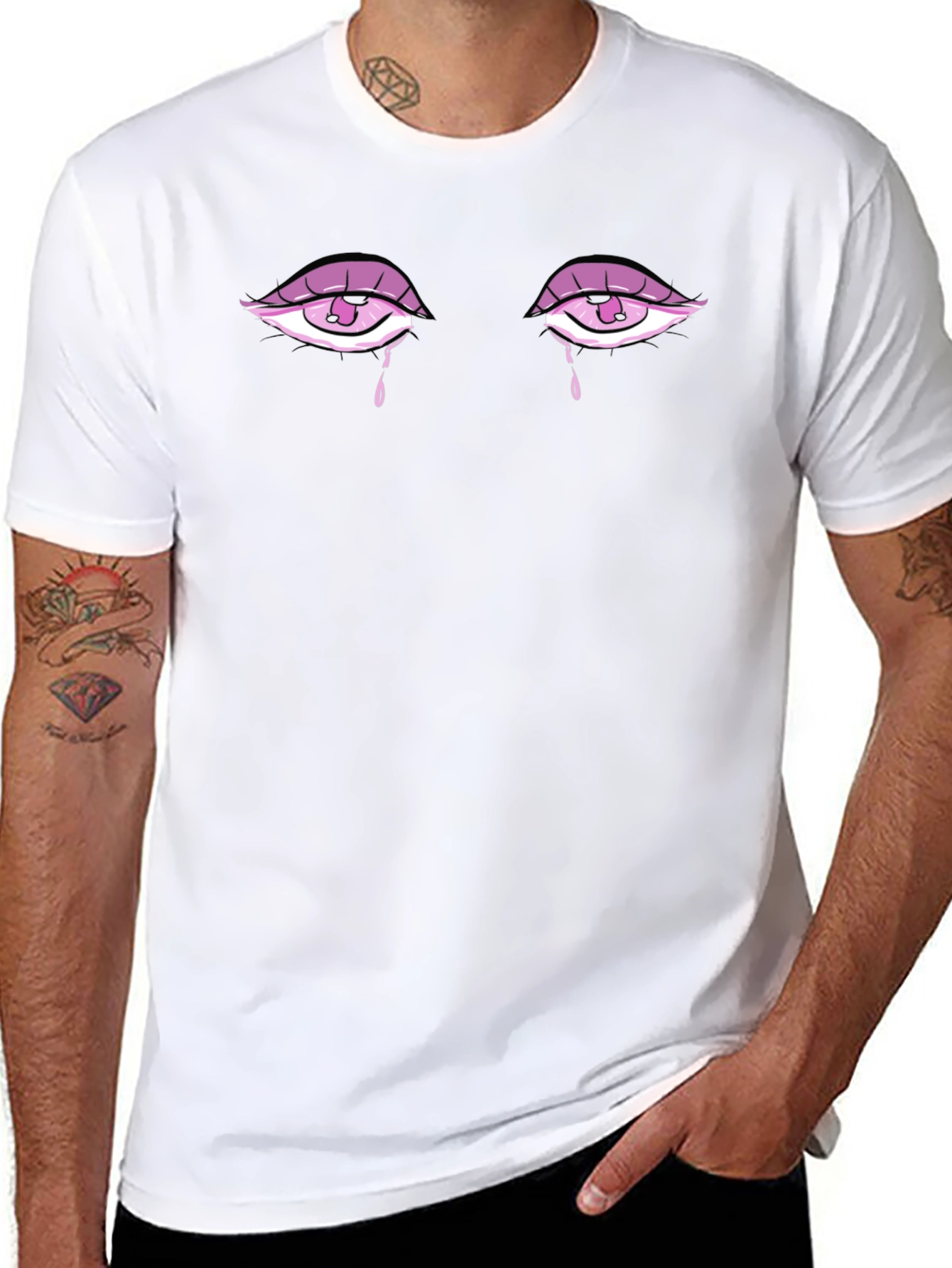 Teary Eyes Graphic Tee - Stylish Unisex Black T-Shirt