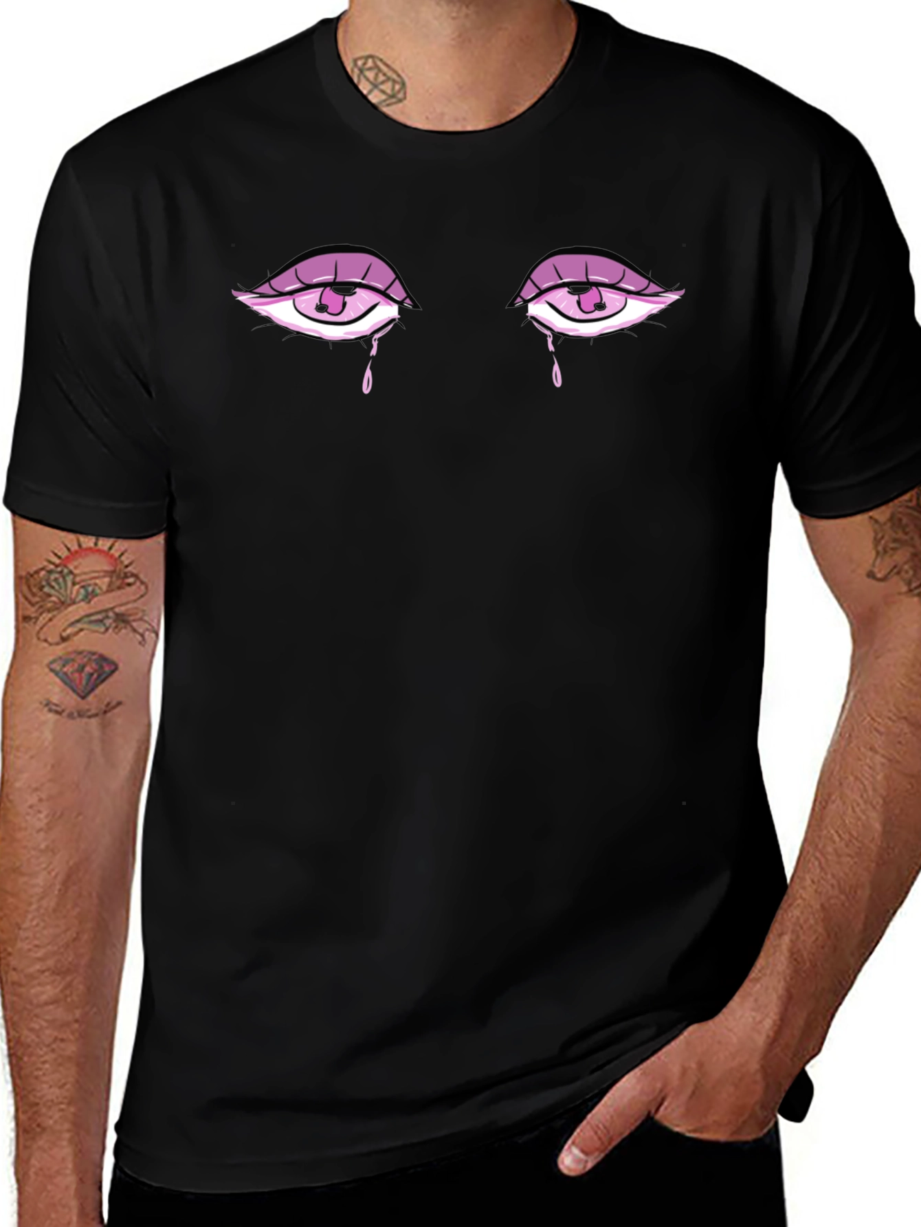Teary Eyes Graphic Tee - Stylish Unisex Black T-Shirt