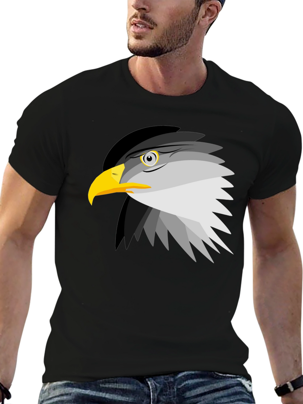 Eagle Graphic Tee - Black Cotton Blend