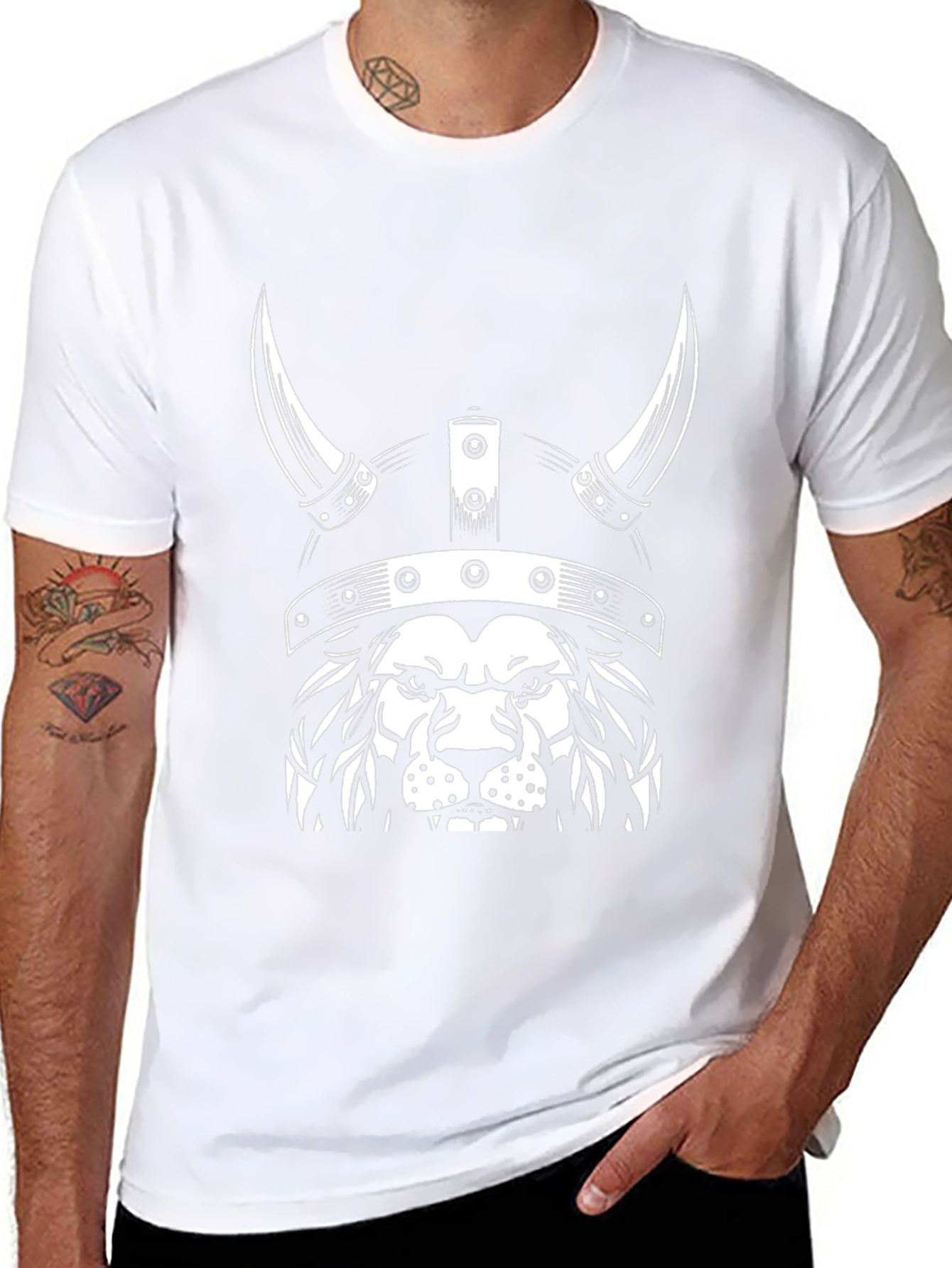 Viking Lion Graphic Tee - Black Cotton T-Shirt