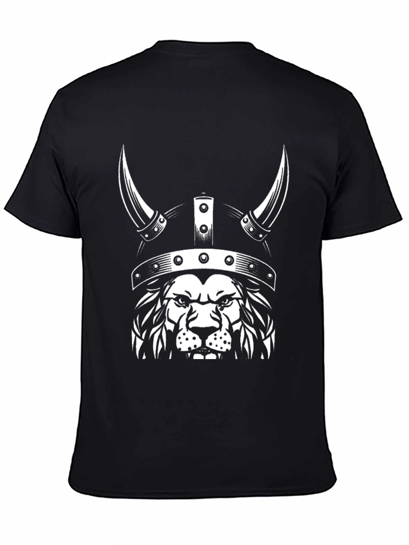 Viking Lion Graphic Tee - Black Cotton T-Shirt