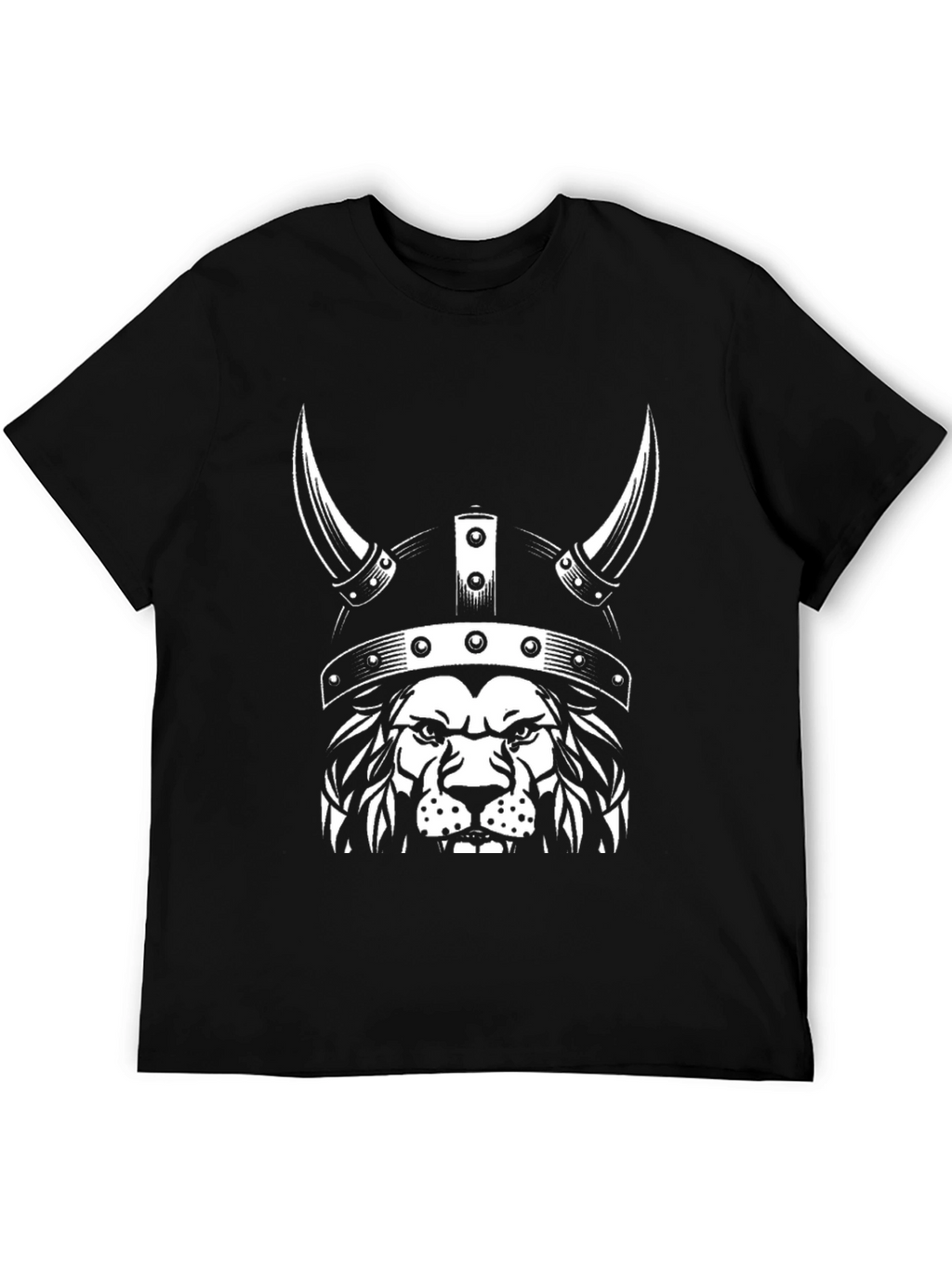 Viking Lion Graphic Tee - Black Cotton T-Shirt