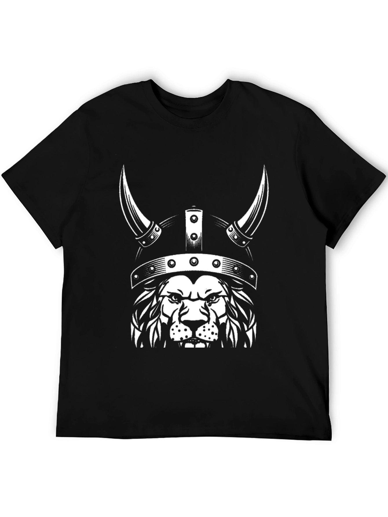 Viking Lion Graphic Tee - Black Cotton T-Shirt