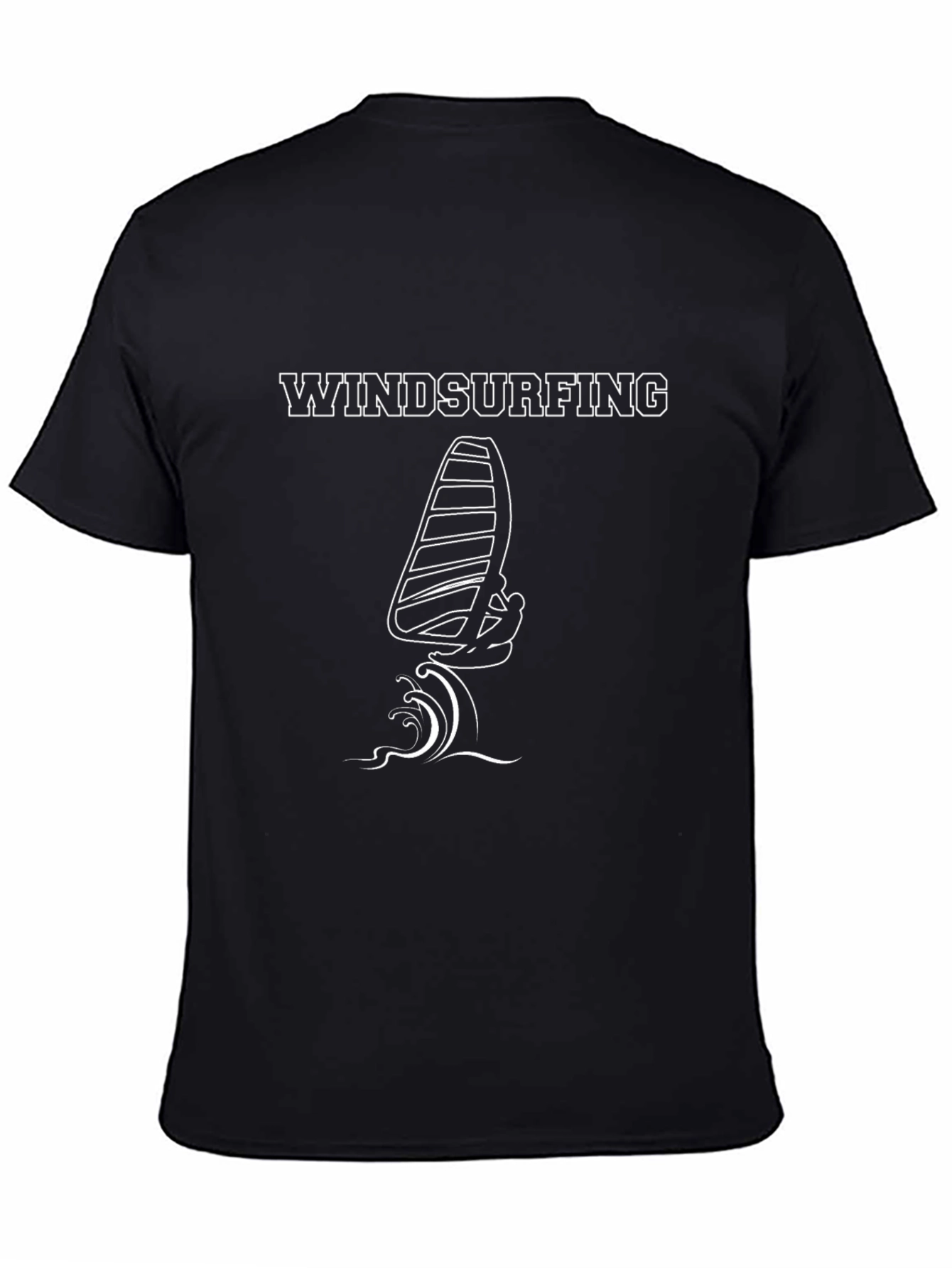 Windsurfing Graphic Tee - Black Cotton T-Shirt