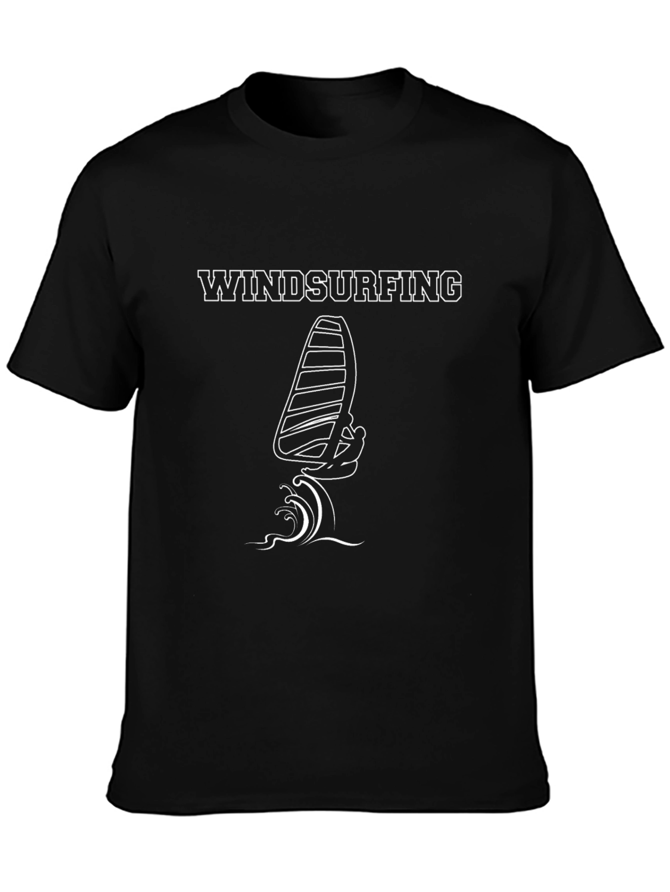 Windsurfing Graphic Tee - Black Cotton T-Shirt
