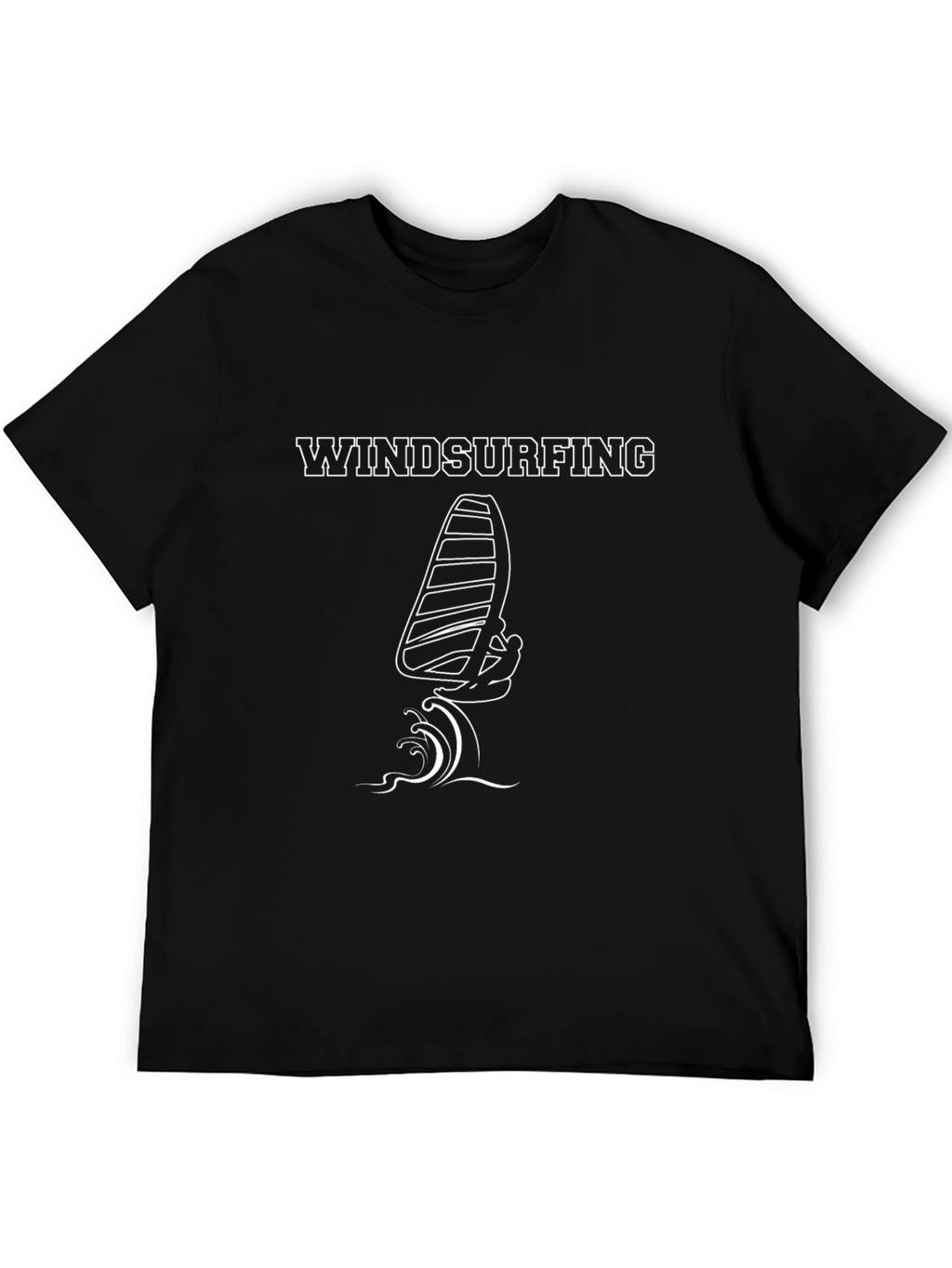 Windsurfing Graphic Tee - Black Cotton T-Shirt