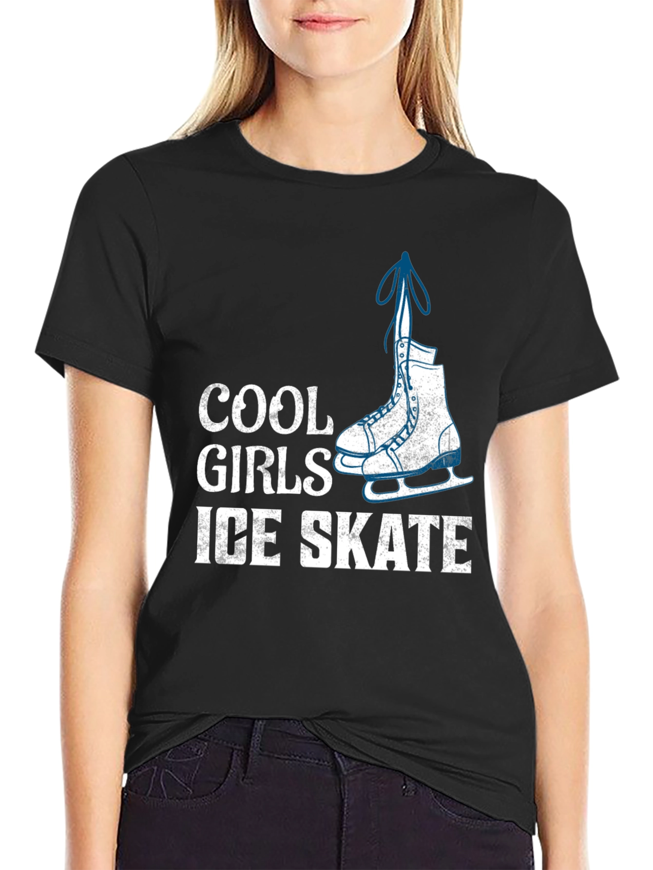 Cool Girls Ice Skate Graphic Tee - Black