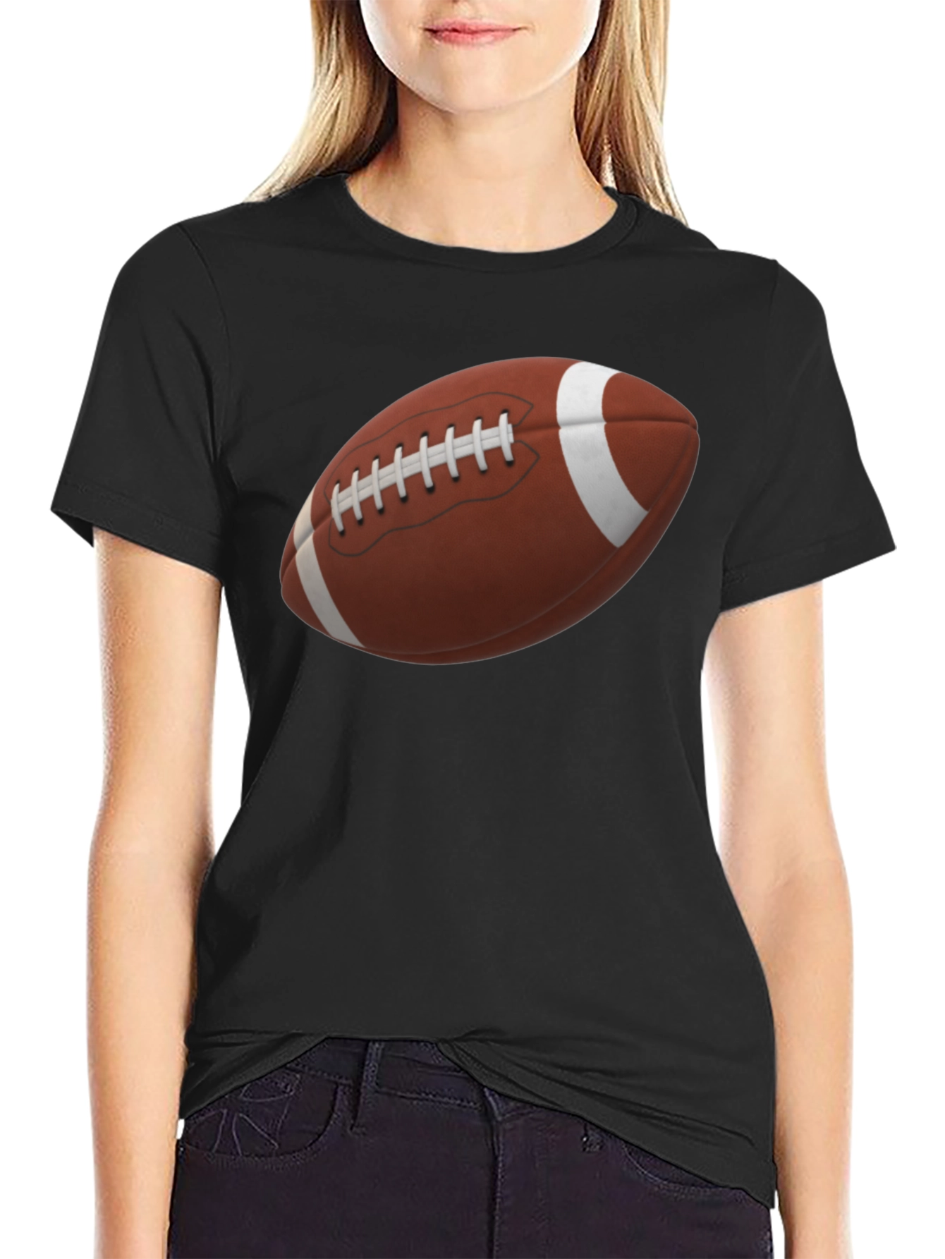 Football Graphic Tee - Black Cotton Shirt