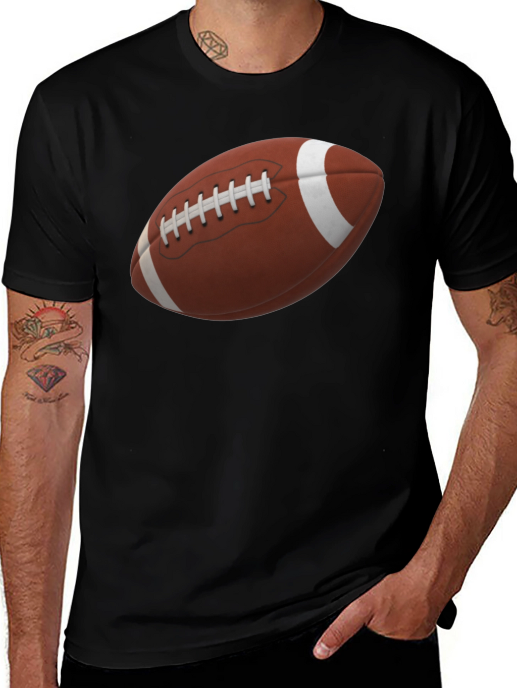 Football Graphic Tee - Black Cotton Shirt